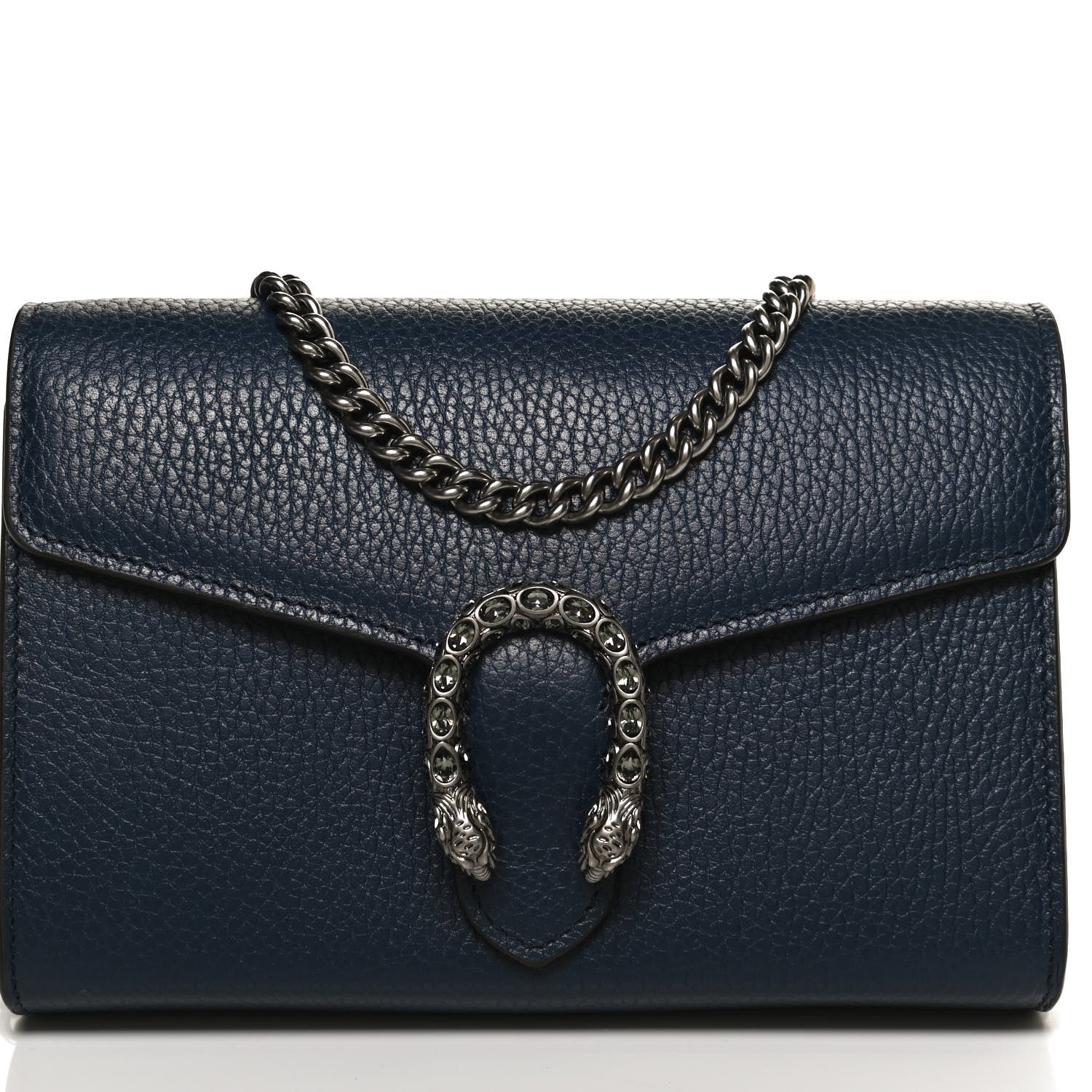 Gucci Dollar Calfskin Crystal Mini Dionysus Chain Wallet Blue Agata Black Diamond 8 of 10
