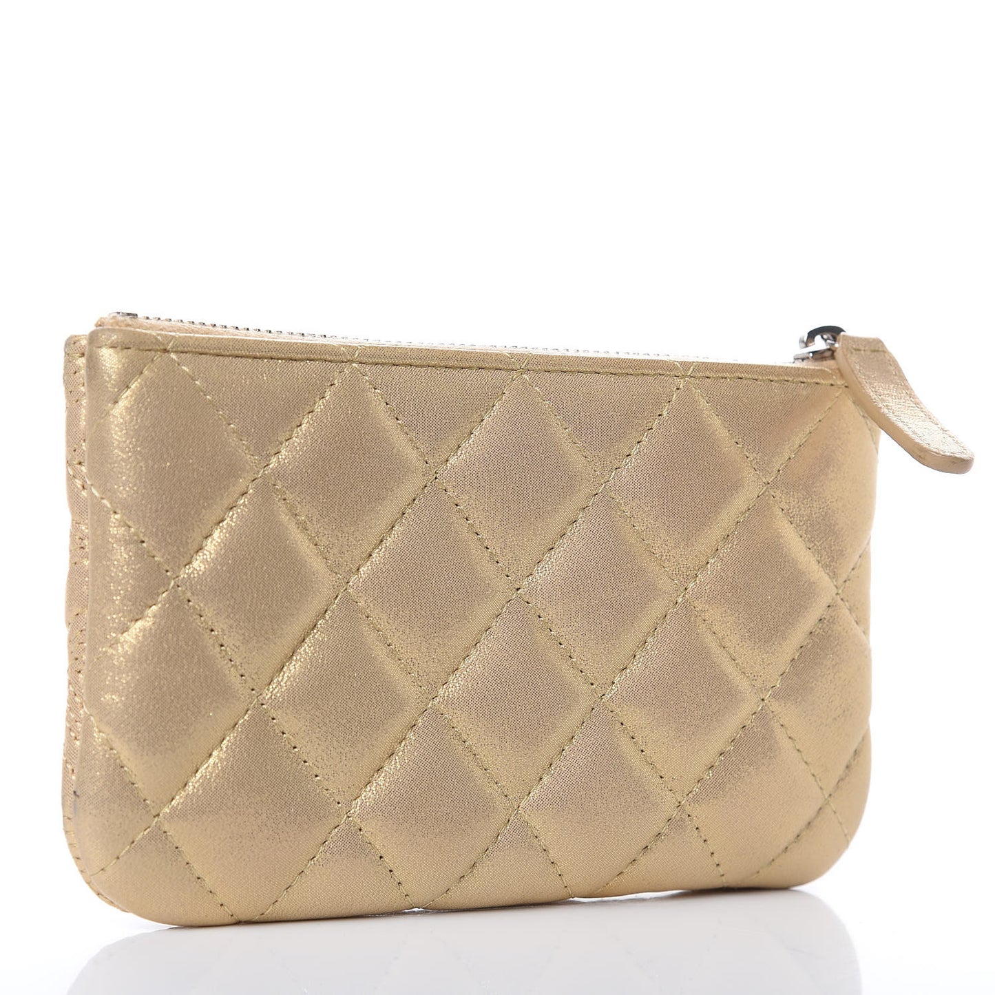 Metallic Lambskin Star Embossed Coin Purse Case Gold