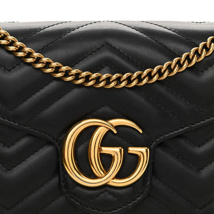 Gucci Calfskin Matelasse GG Marmont Chain Wallet Black 10 of 13