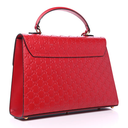 Gucci Guccissima Signature Medium Padlock Top Handle Bag Hibiscus Red 2 of 6