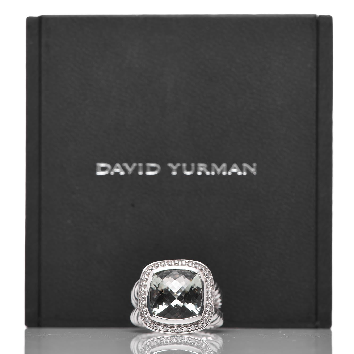 David Yurman Sterling Silver Diamond Prasiolite 11mm Albion Ring 49 5 6 of 6