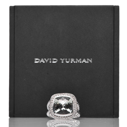 David Yurman Sterling Silver Diamond Prasiolite 11mm Albion Ring 49 5 6 of 6