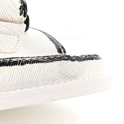 Chanel Calfskin Printed Velcro Dad Sandals 38 White Black 10 of 11