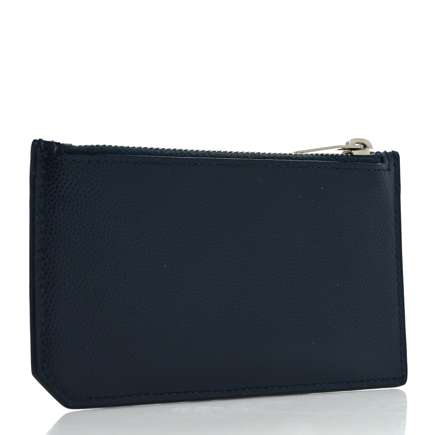 Grained Calfskin 5 Fragments Zip Pouch Card Holder Deep Marine