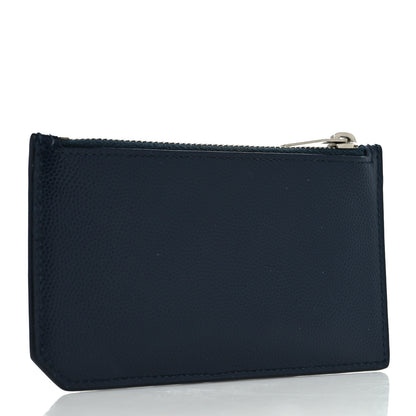 Saint Laurent Grained Calfskin 5 Fragments Zip Pouch Card Holder Deep Marine 3 of 7