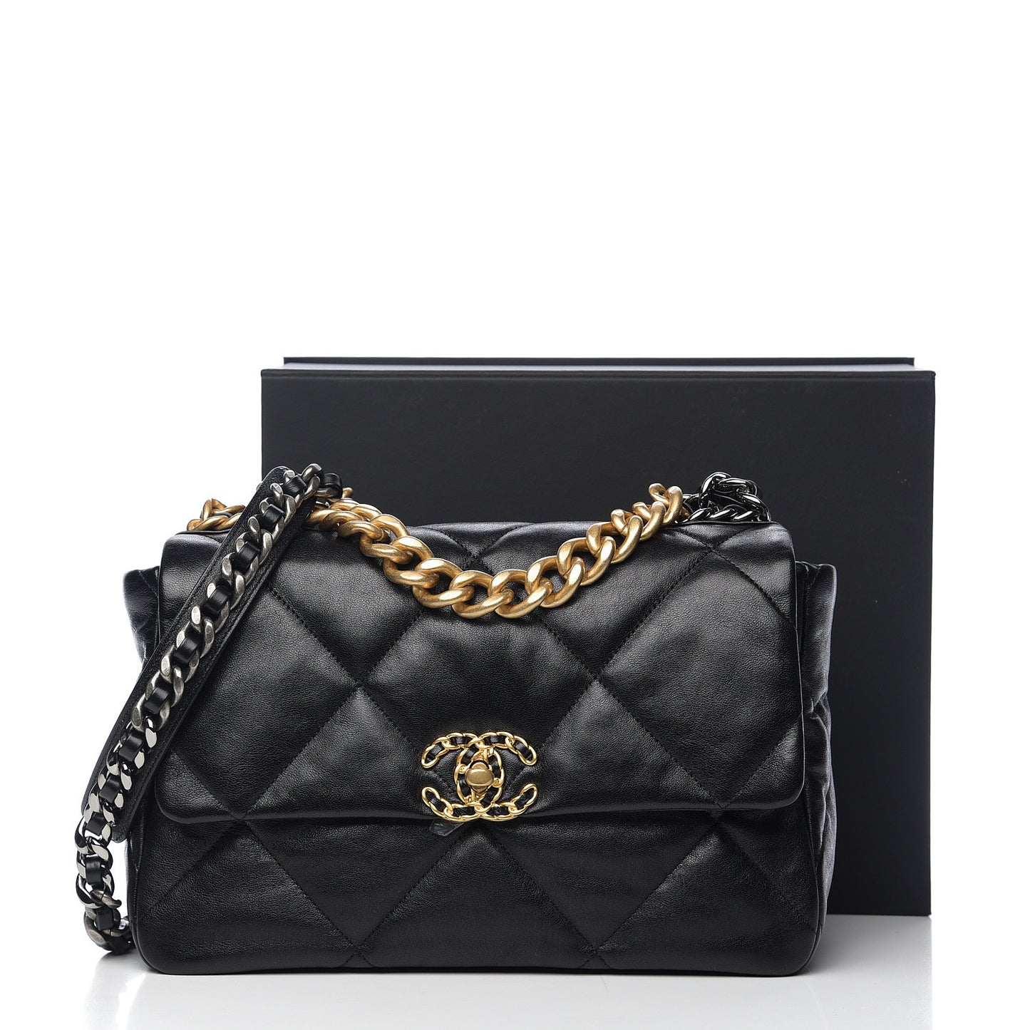 Lambskin Quilted Large 19 Flap Black