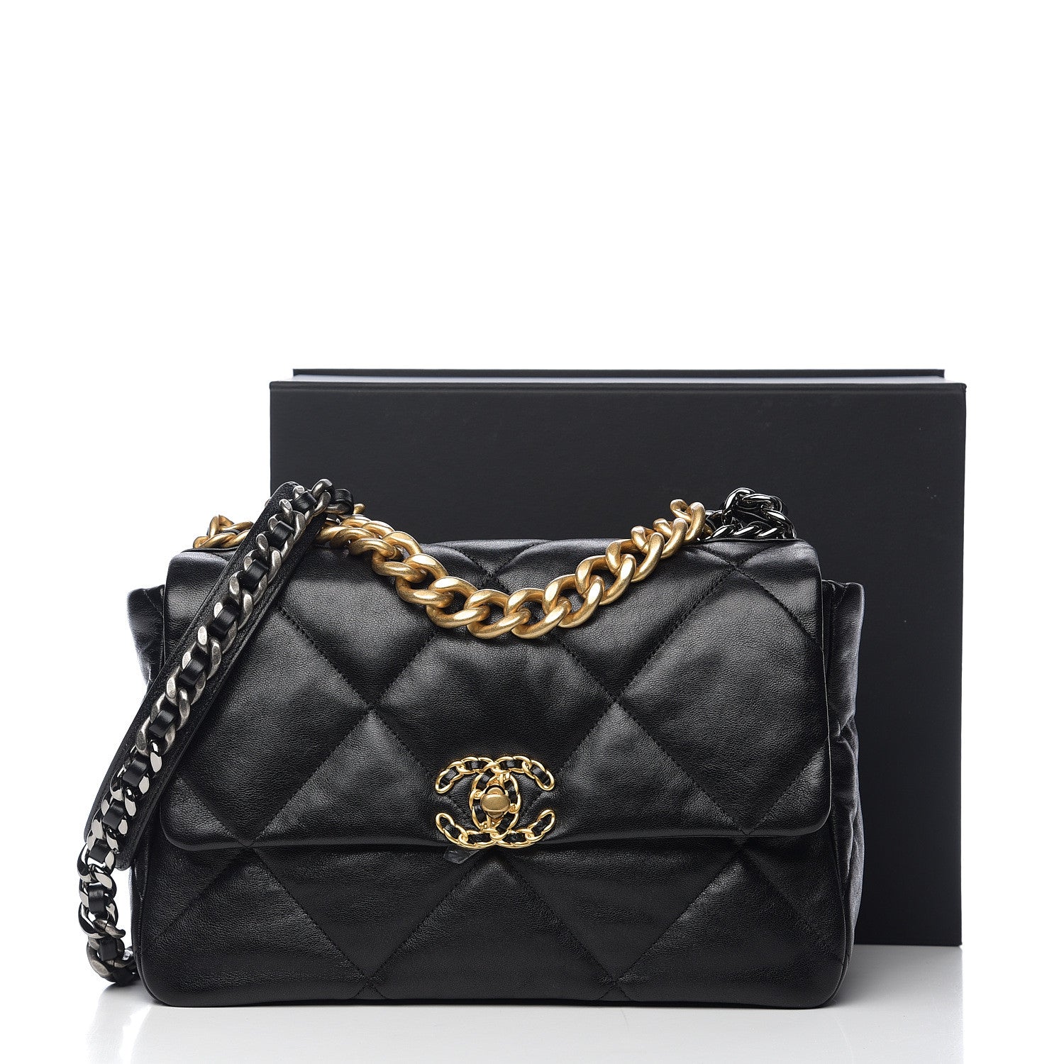 Chanel Lambskin Quilted Large 19 Flap Black 9 of 9