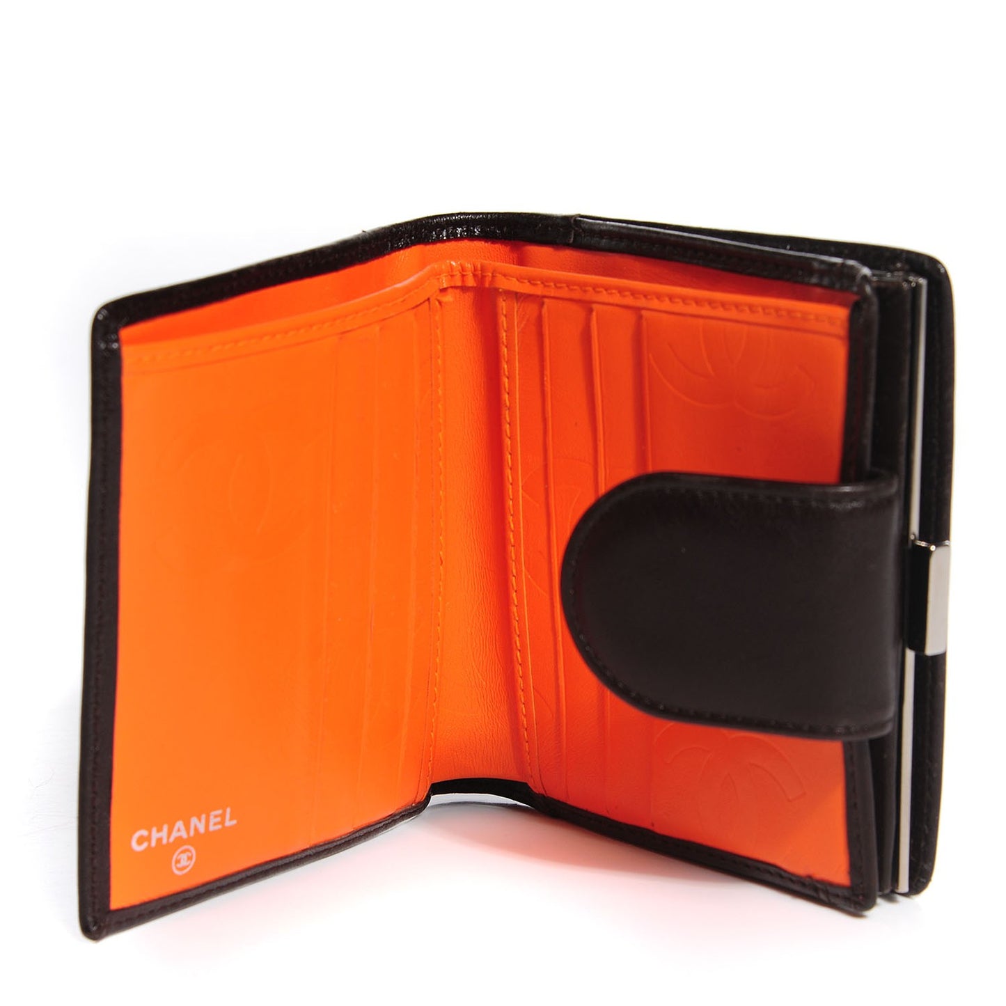 Calfskin Quilted Cambon Bi-fold Wallet Brown