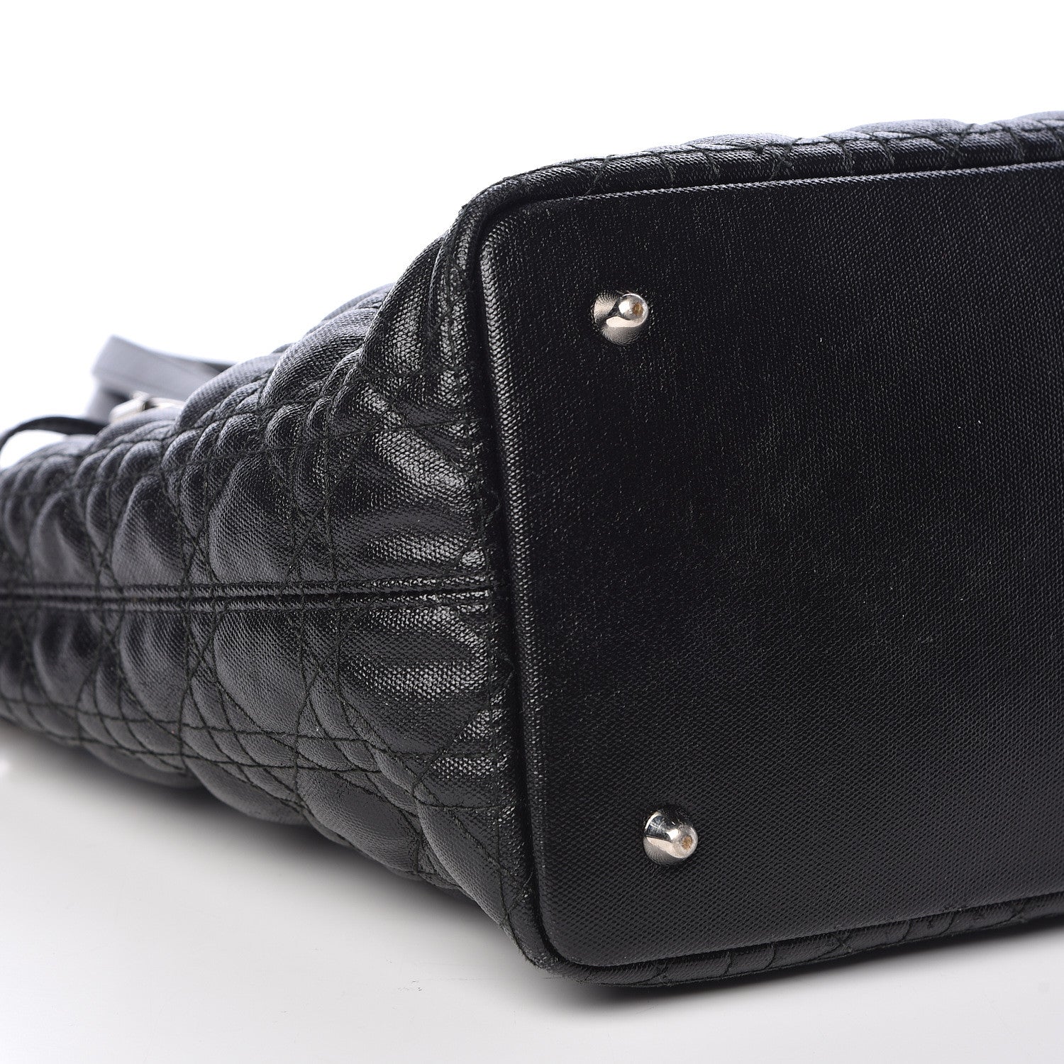 Christian Dior Coated Canvas Cannage Medium Panarea Tote Black 8 of 12