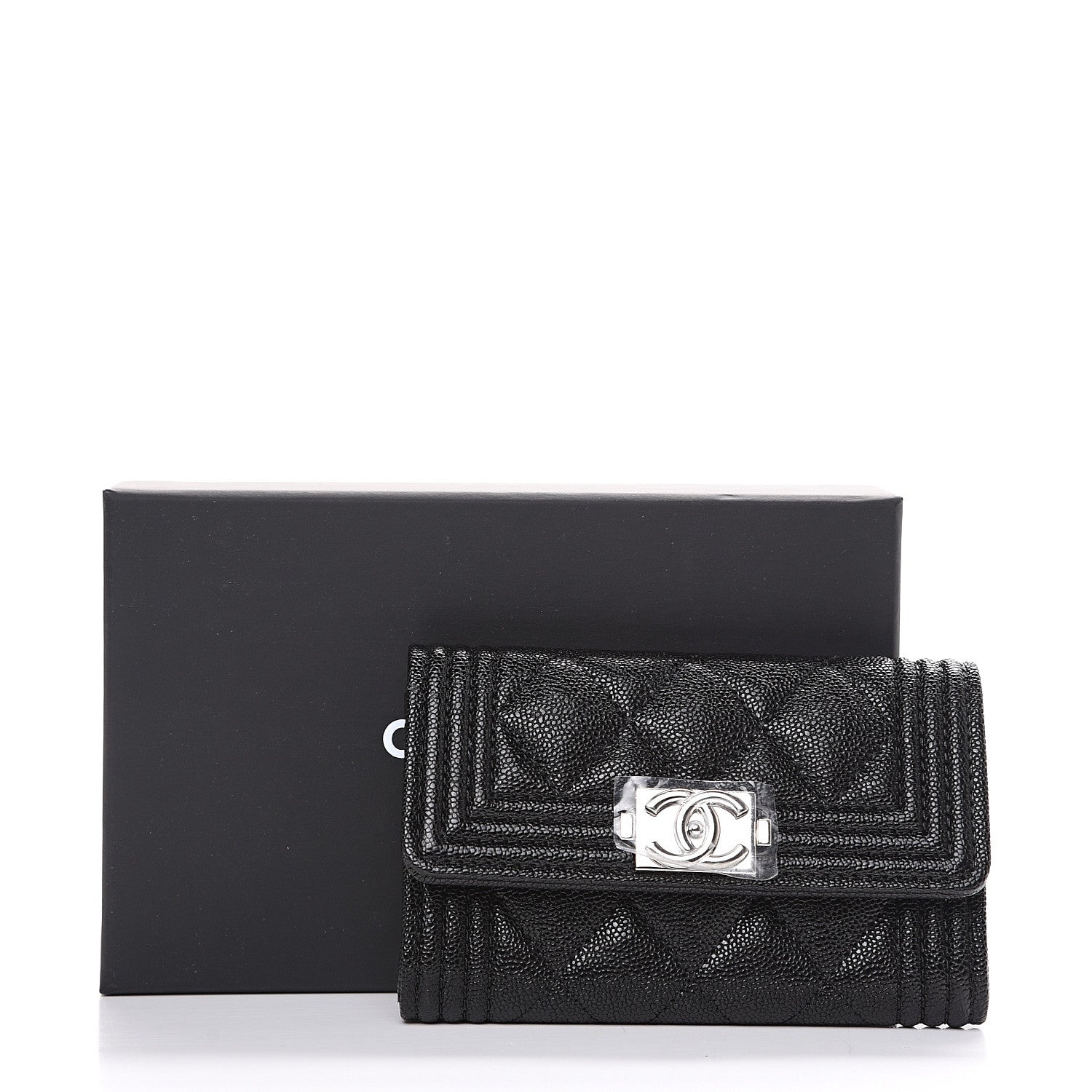 Chanel Caviar Quilted Boy Flap Card Holder Black 8 of 8