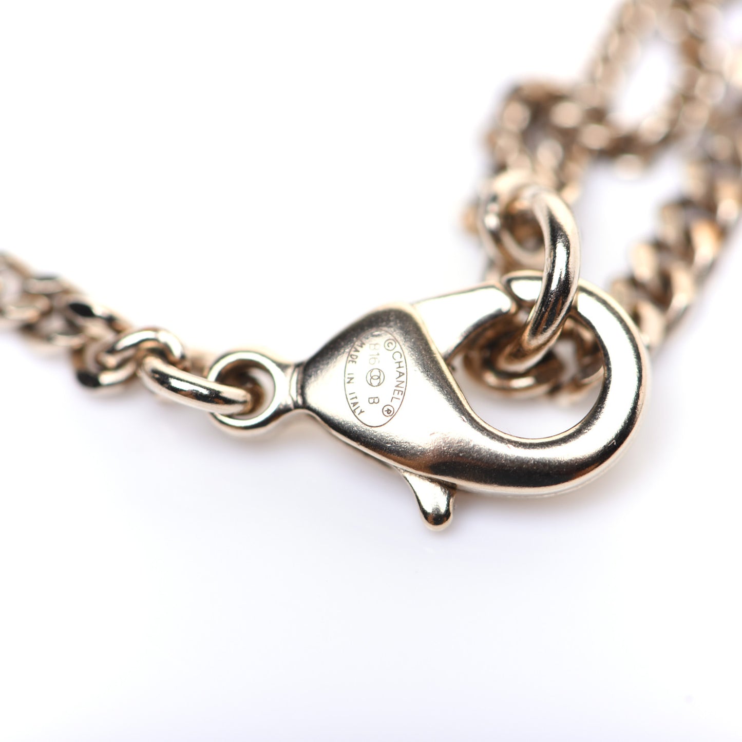 Chain CC Pearl Drop Necklace Gold