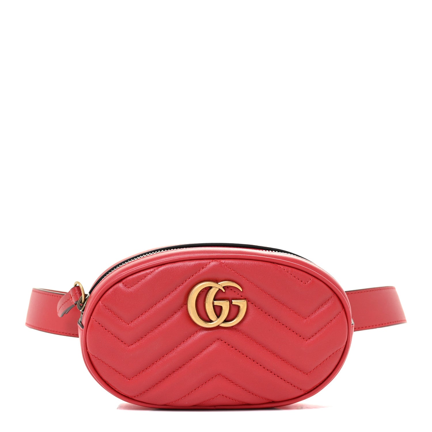 Gucci Calfskin Matelasse GG Marmont Belt Bag 85 34 Hibiscus Red 1 of 11