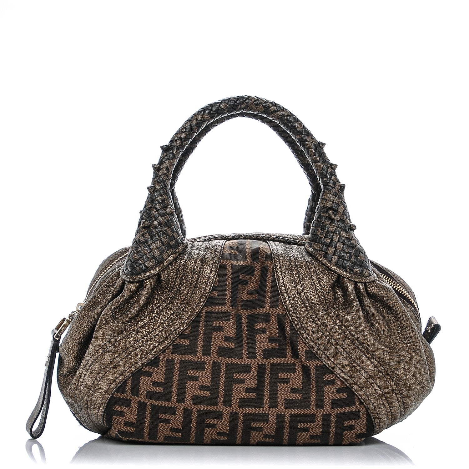 Fendi Zucca Goatskin Spy Bowler Tobacco Bronzo 1 of 10