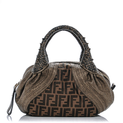 Fendi Zucca Goatskin Spy Bowler Tobacco Bronzo 1 of 10