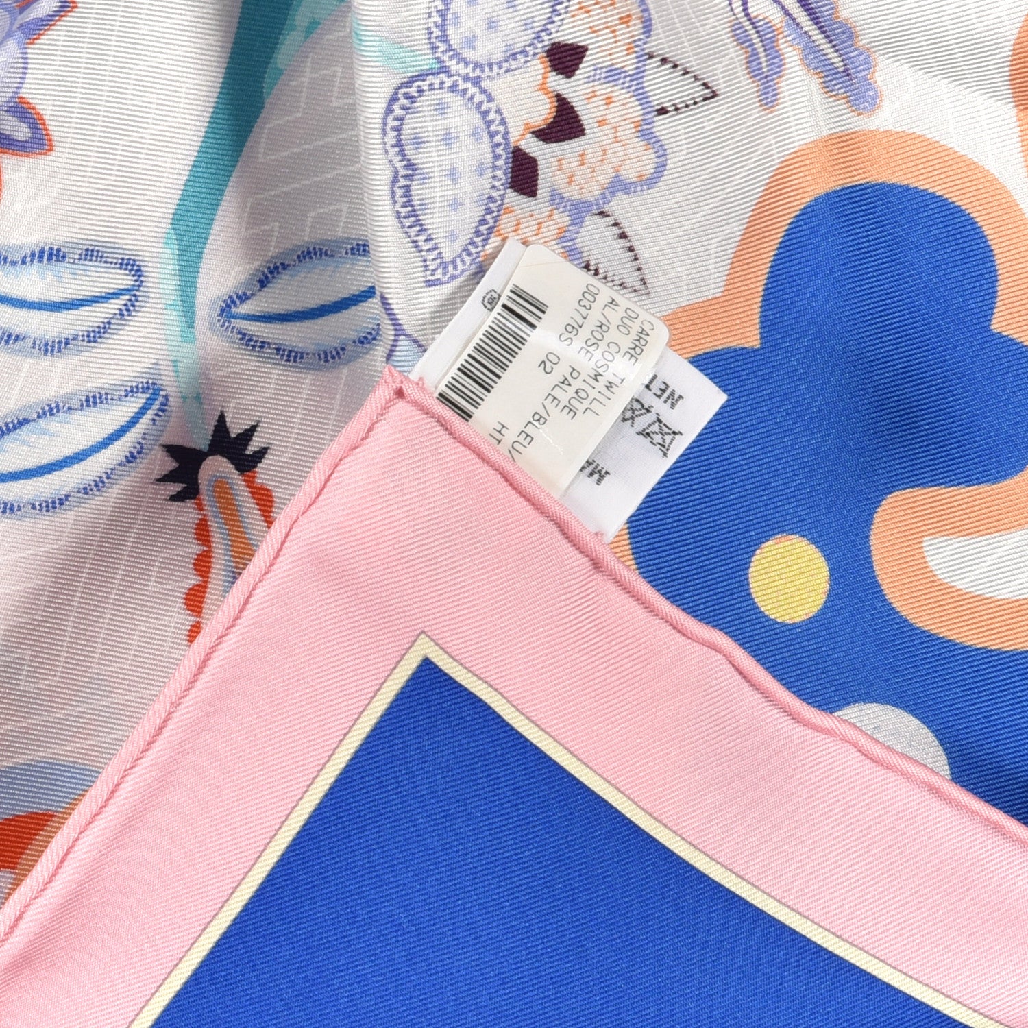 Hermes Silk Twill Duo Cosmique Scarf 90 Rose Pale Bleu Orange 3 of 3