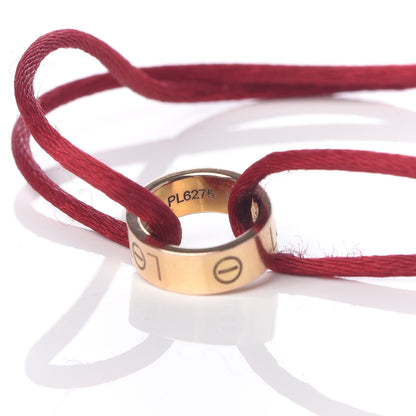 Cartier 18K Pink Gold Diamond Charity LOVE Adjustable Cord Bracelet Red 5 of 6