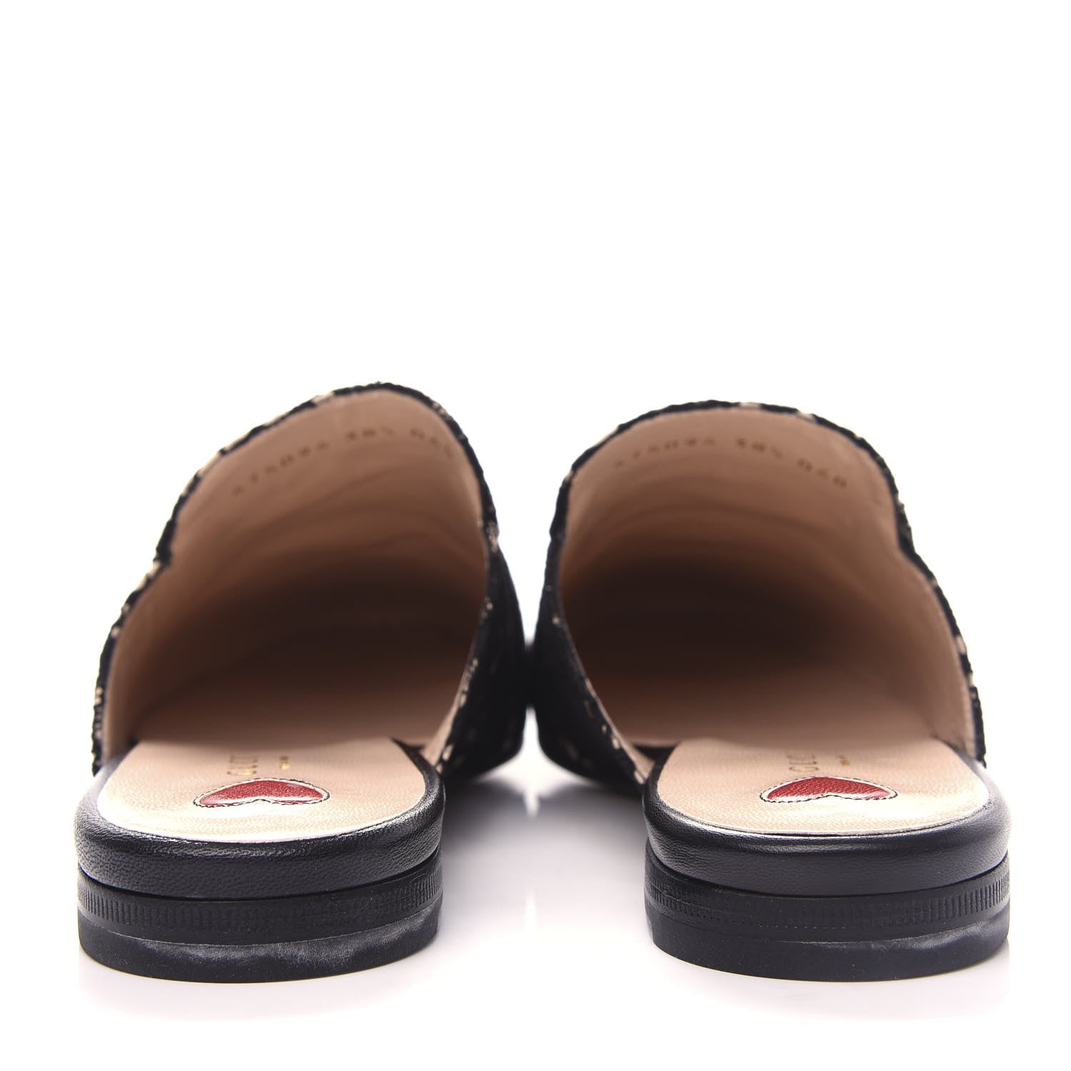 Gucci Lace Malaga Kid Womens Princetown Slippers 38.5 Black Skin Rose 7 of 11