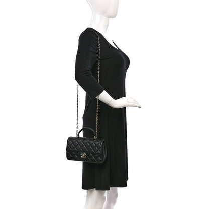 Chanel Lambskin Quilted Mini Top Handle Rectangular Flap Black 2 of 9
