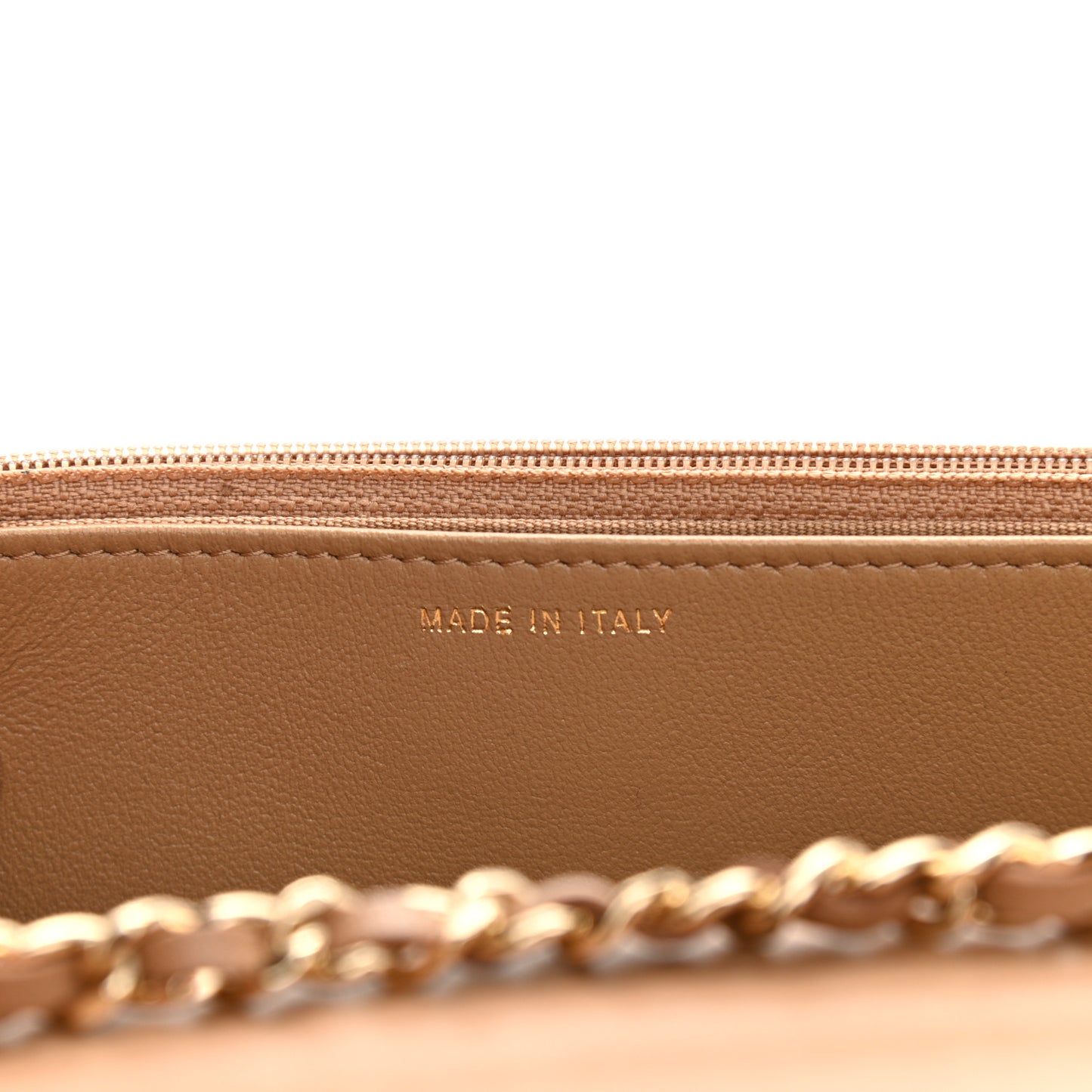 Lambskin Quilted Trendy CC Wallet On Chain WOC Beige