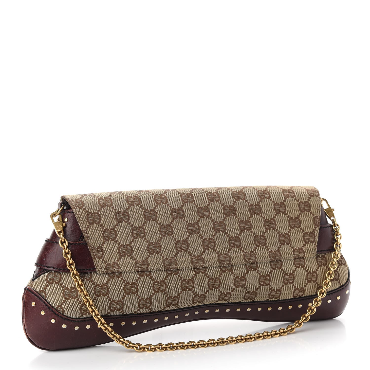 Gucci Monogram Studded Horsebit Clutch Bordeaux 3 of 12