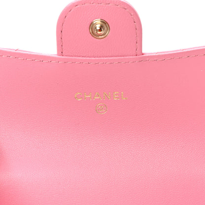Chanel Lambskin Quilted Flap Card Holder Wallet Pink 7 of 10