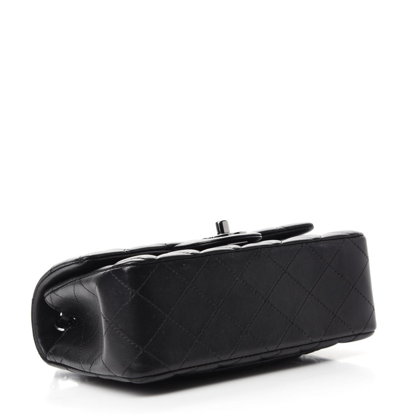 Lambskin Quilted Mini Rectangular Flap Black