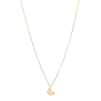 Van Cleef & Arpels 18K Yellow Gold Mother of Pearl Sweet Alhambra Butterfly Pendant Necklace 1 of 6