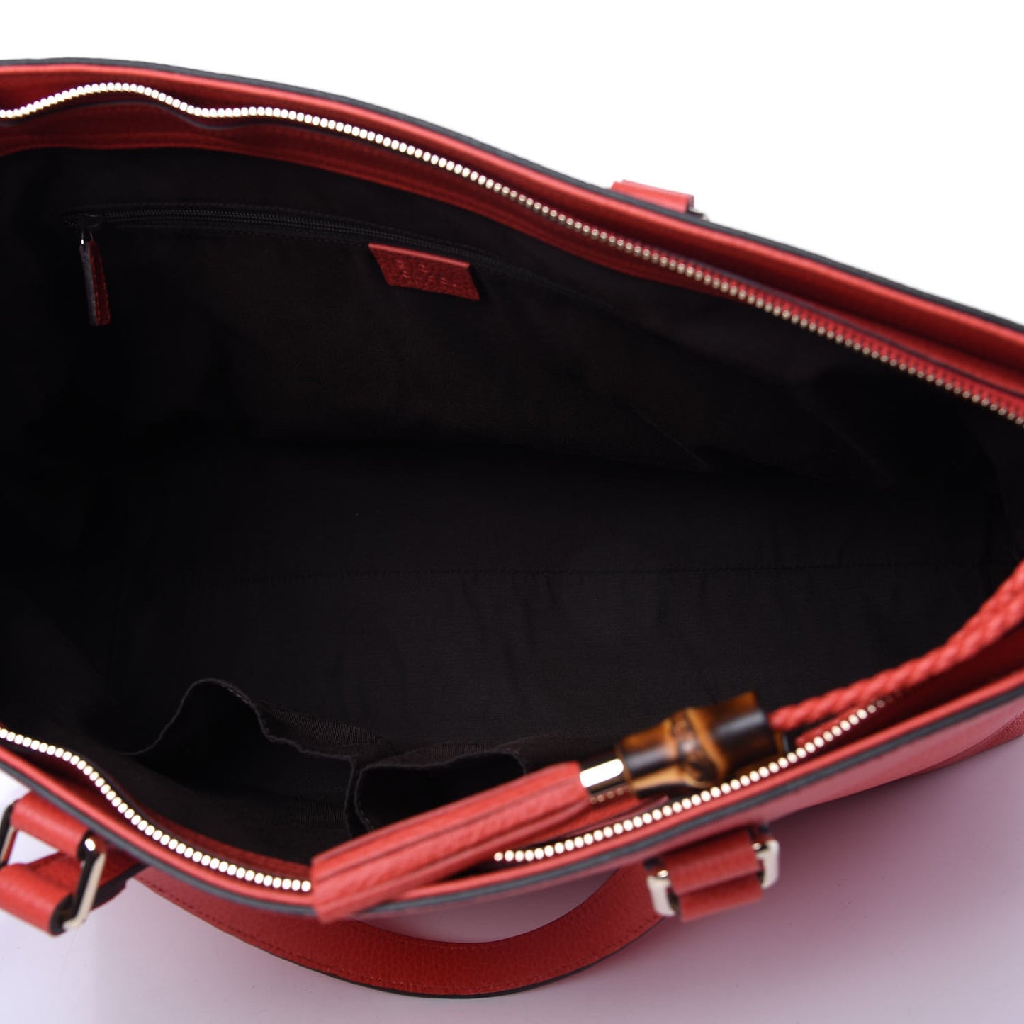 Calfskin Large Bamboo Tassel Top Handle Tote Red