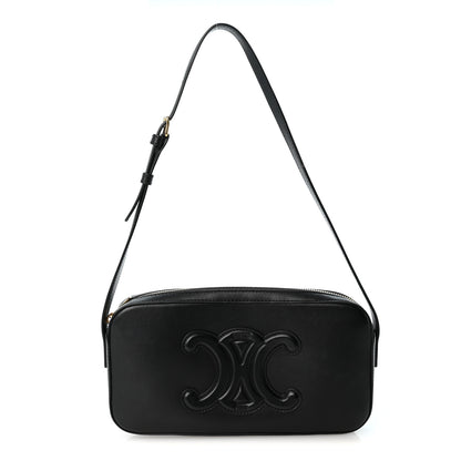 Celine Smooth Calfskin Cuir Triomphe Camera Shoulder Bag Black 1 of 10