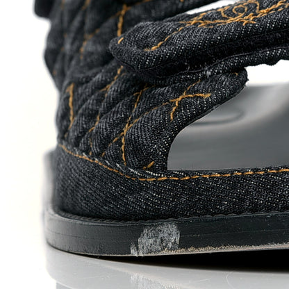 Chanel Denim Velcro Dad Sandals 39 Navy Blue 5 of 5