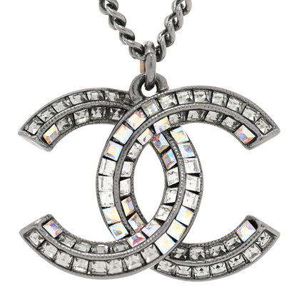 Chanel Baguette Crystal Large CC Necklace Silver 4 of 5