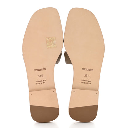 Hermes Epsom Oran Sandals 37.5 Etoupe 5 of 9