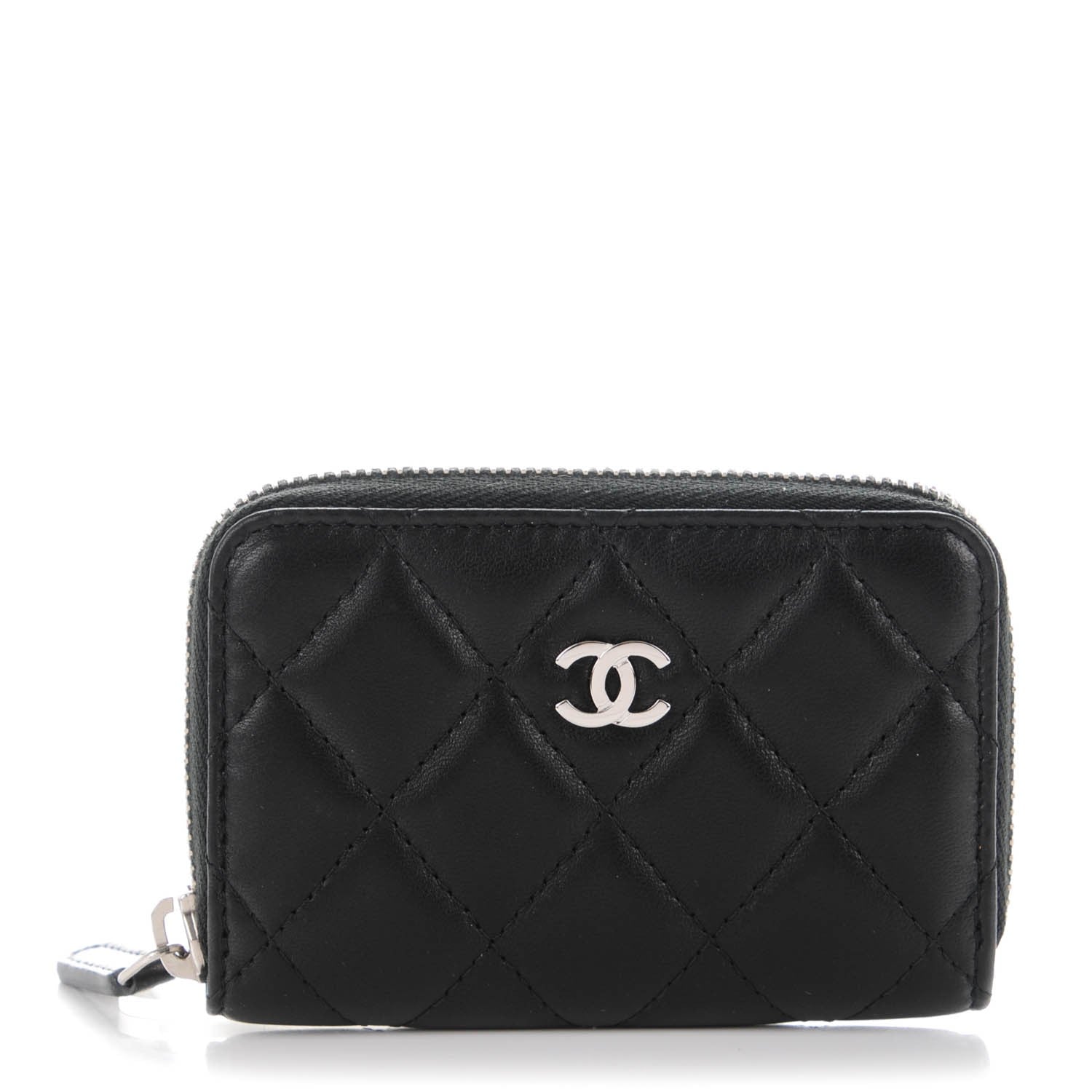 Chanel Lambskin Quilted Zip Coin Purse Black 1 of 7