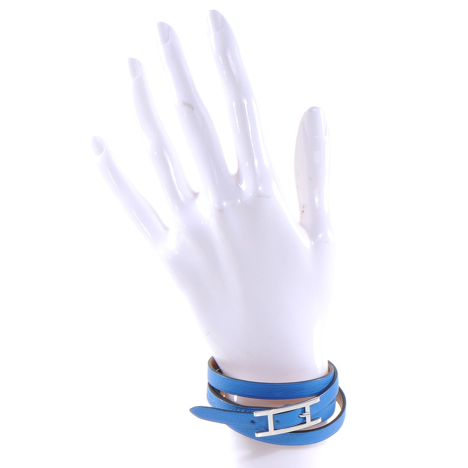 Hermes Swift 3MM Hapi Triple Tour Wrap Bracelet M Bleu Hydra 2 of 5