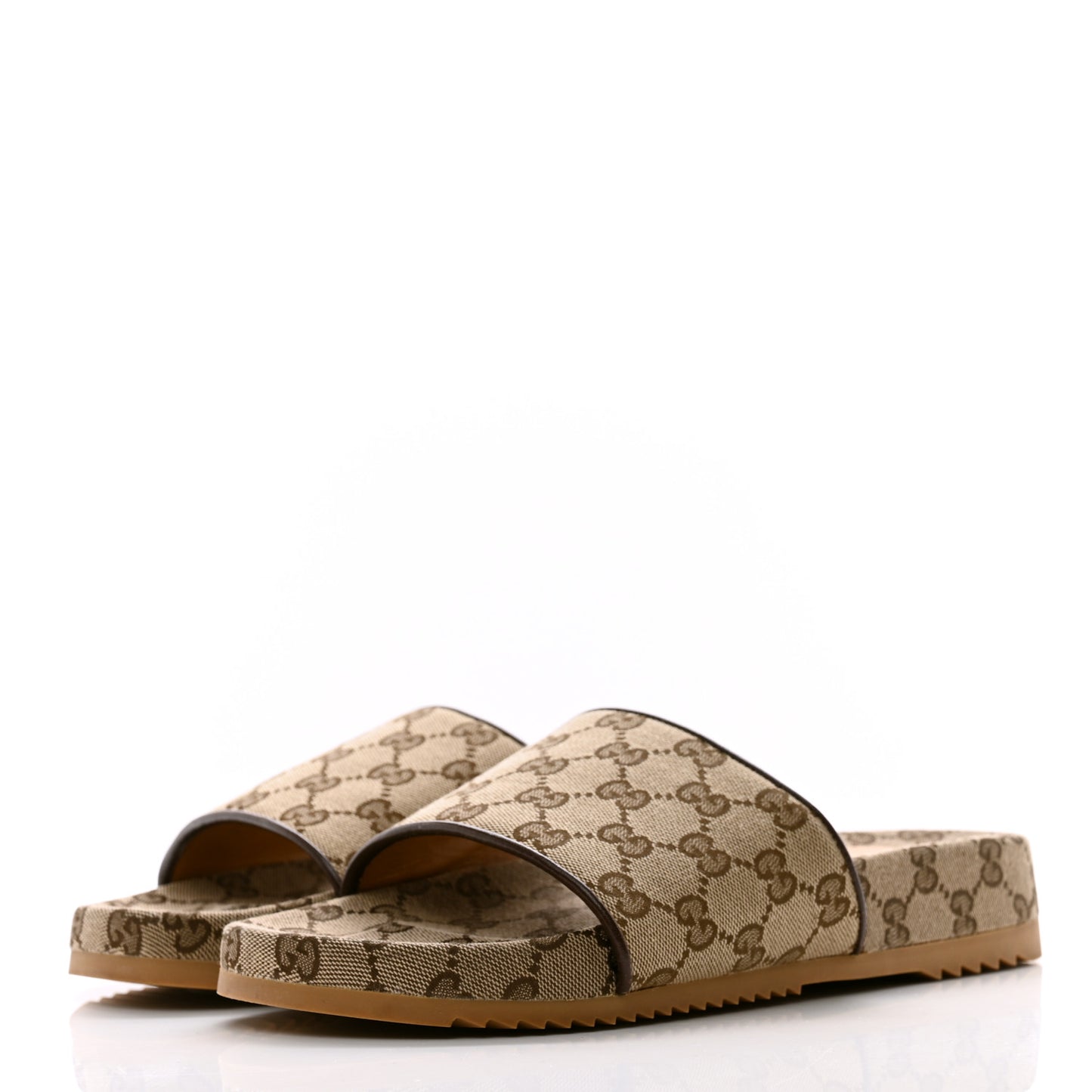 Canvas GG Monogram Mens Slide Sandals 7 Beige