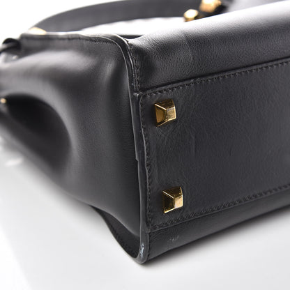 Fendi Vitello Seta Gold Studded Medium Peekaboo Iconic Satchel Black 8 of 11
