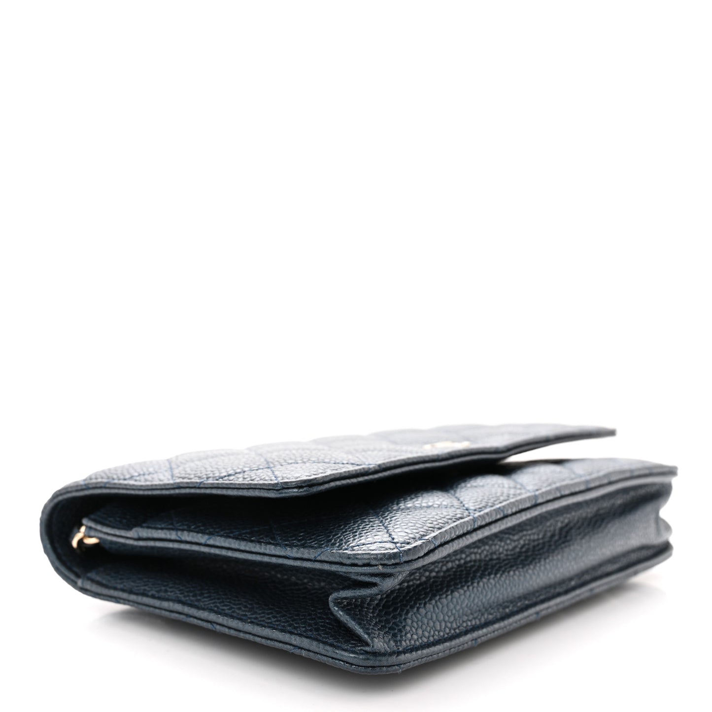 Caviar Quilted Wallet on Chain WOC Navy Blue