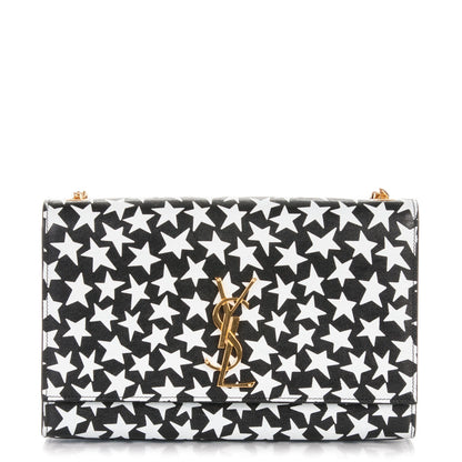 Saint Laurent Lambskin Medium Star Print Monogram Kate Satchel Black White 1 of 7