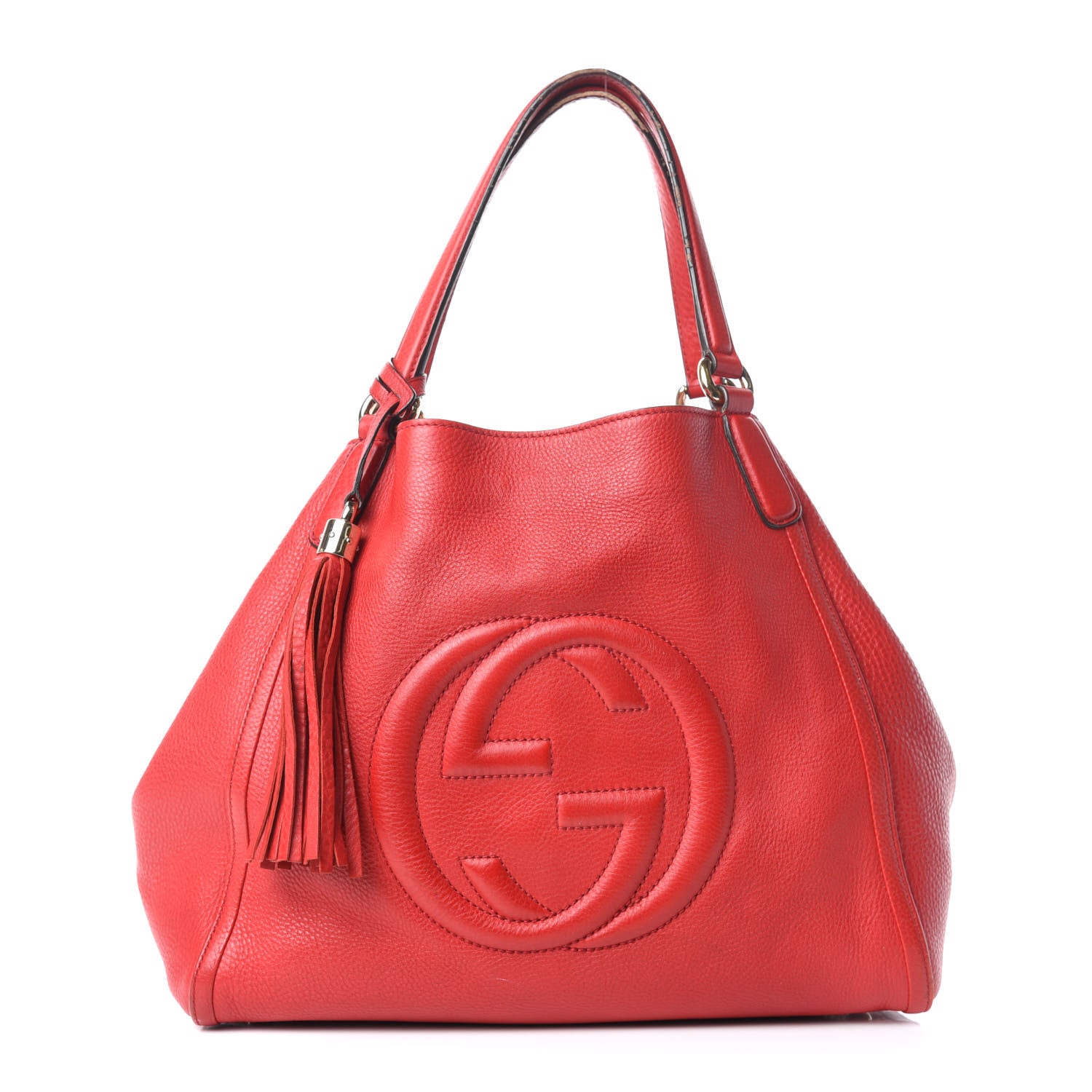 Gucci Pebbled Calfskin Medium Soho Shoulder Bag Red 1 of 12