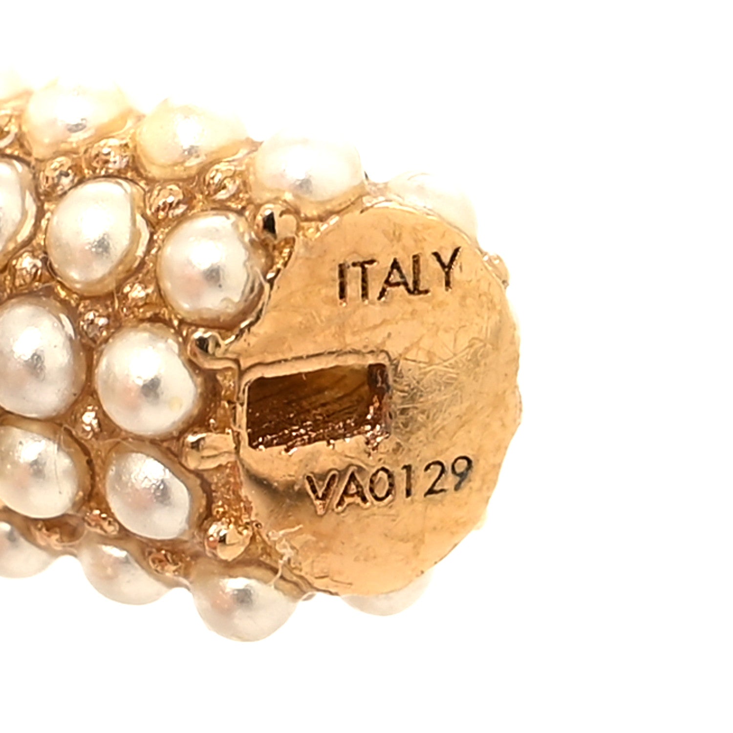 Louis Vuitton Pearl Brass Essential V Hoop Earrings Gold 4 of 5