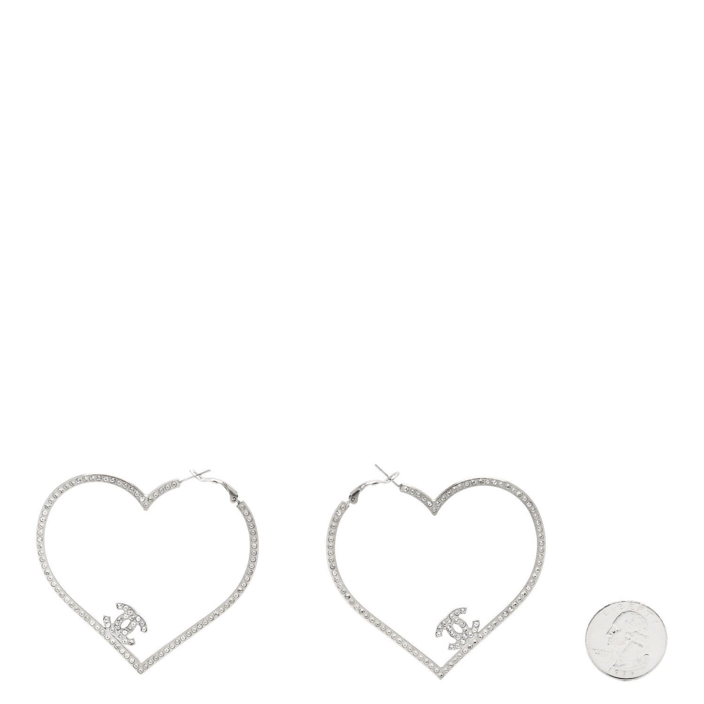 Swarovski Crystal CC Heart Hoop Earrings Silver