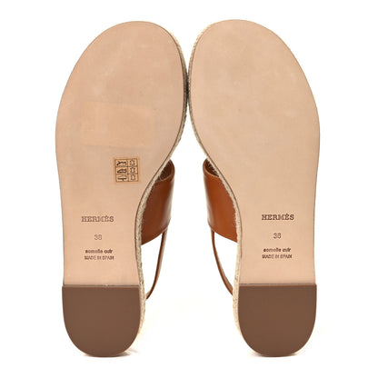 Hermes Goatskin Eloise Espadrille Sandals 38 Beige Doré 5 of 9