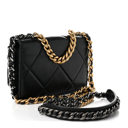 Chanel Goatskin Quilted Chanel 19 Wallet On Chain WOC Black 2 of 10