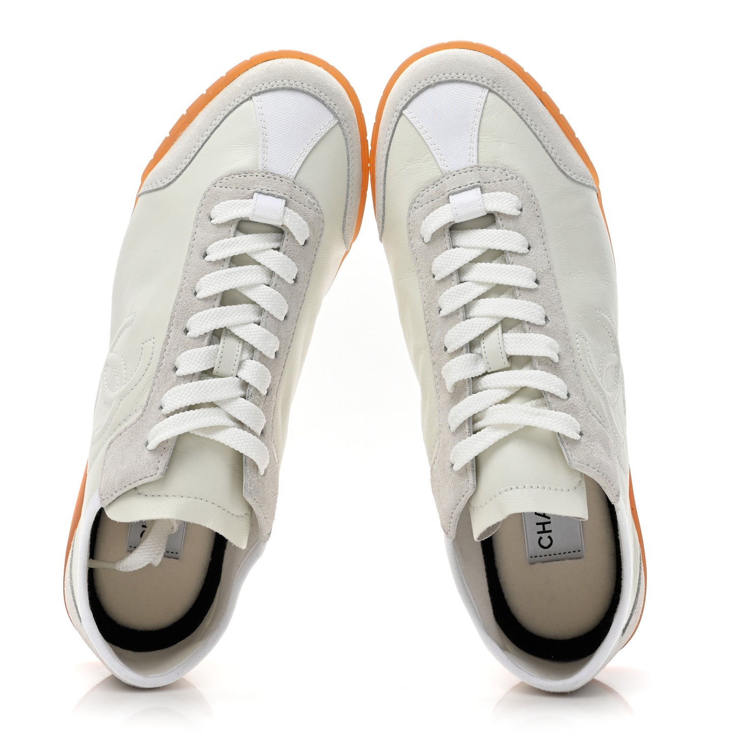 Calfskin Suede Womens CC Sneakers 40 White