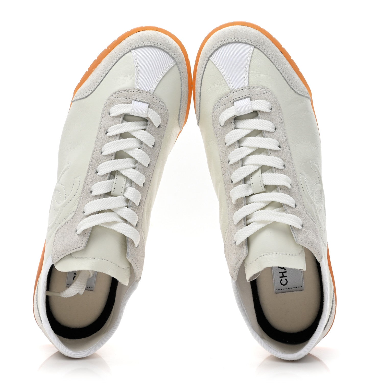 Chanel Calfskin Suede Womens CC Sneakers 40 White 2 of 10
