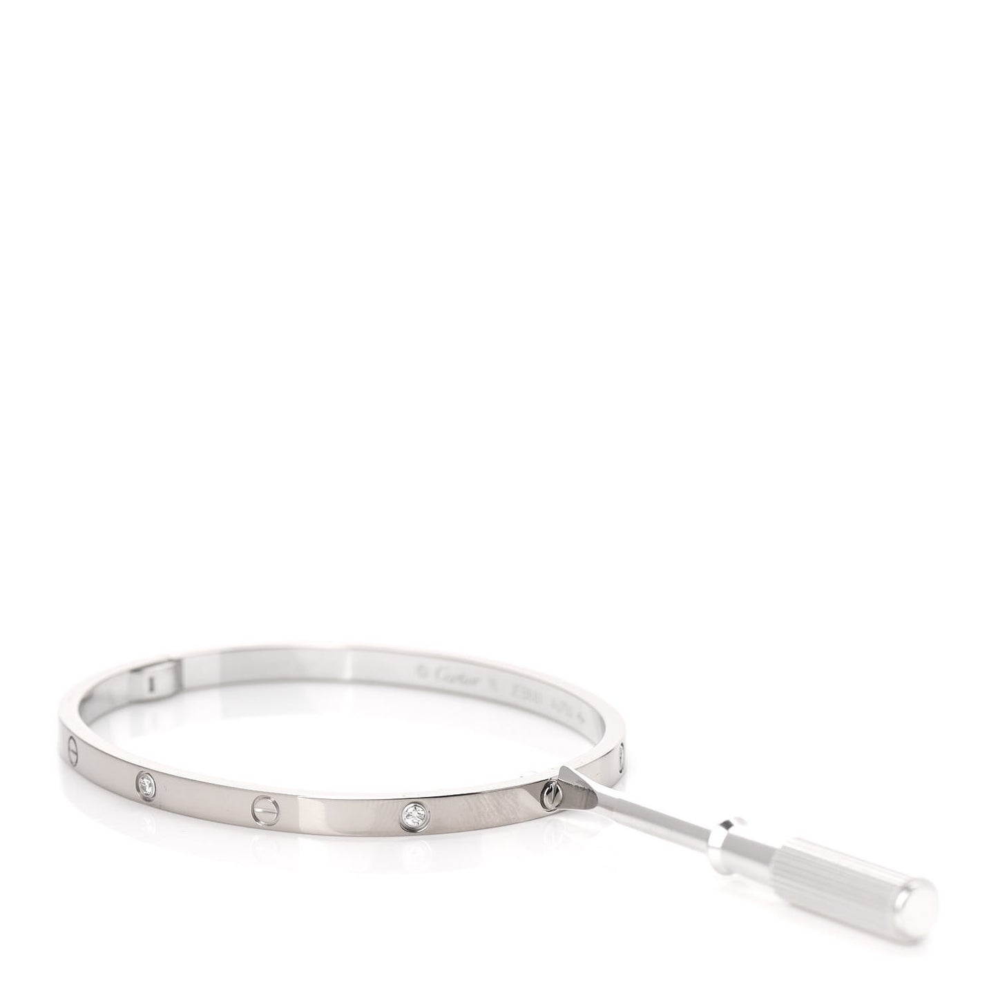 18K White Gold 6 Diamond Small LOVE Bracelet 16