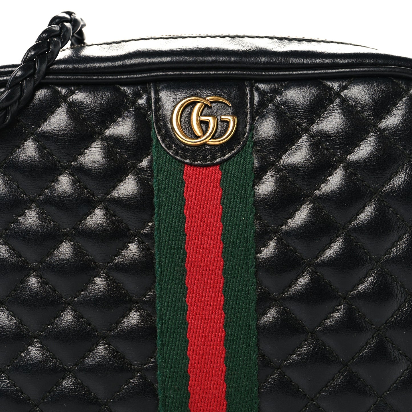 Calfskin Trapuntata Web Mini GG Shoulder Bag Black