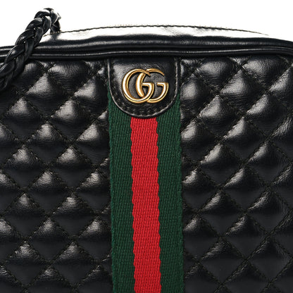 Gucci Calfskin Trapuntata Web Mini GG Shoulder Bag Black 8 of 10