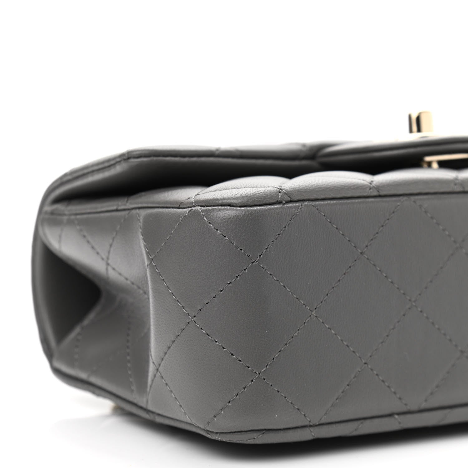 Chanel Lambskin Quilted Mini Top Handle Rectangular Flap Dark Grey 9 of 10