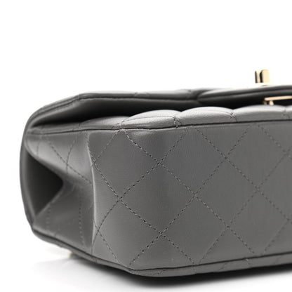 Chanel Lambskin Quilted Mini Top Handle Rectangular Flap Dark Grey 9 of 10